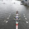 De winnende dubbelvier met van boven naar beneden Emma, Milou, Noor, Lotte en stuurvrouw Alix.